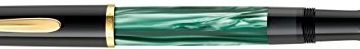 Pelikan 983395 Kolbenfüllhalter Classic M200, vergoldete Edelstahlfeder, F, grün-marmoriert - 1