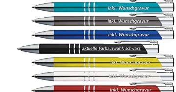 50 x Metallkugelschreiber mit 3 Zierringen inkl. Wunsch-Gravur Farbe | SCHWARZ | wählen Sie aus 20 Schriftarten und 14 verschiedenen Farben Ihren Wunsch-Kugelschreiber - 1