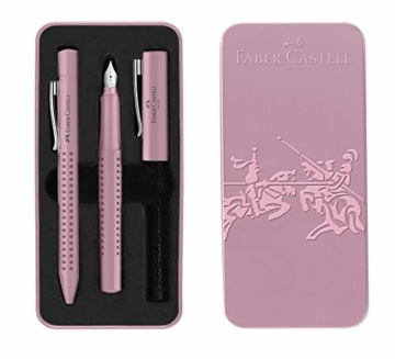 Faber-Castell 201528 - Schreibset Grip 2010, Kugelschreiber und Füller, rose shadows, 1 Stück - 2