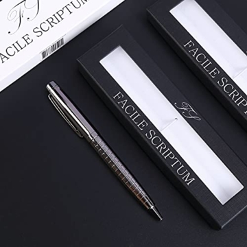 FACILE SCRIPTUM | Hochwertiger Premium Dreh-Kugelschreiber aus Metall | Modell Dark Graphene | Geschenk-Idee | Dunkles Silbergrau - 6