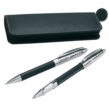 Juwelier Schönschmied - Schreibset mit Gravur als Geschenk inklusive Geschenk-Etui - Drehkugelschreiber & Rollerball (blauschreibend) Schreibset 3 PS3 - 1