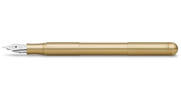 Kaweco SUPRA Füllfederhalter Brass I Exklusiver Füllhalter für Tintenpatronen mit hochwertiger Stahlfeder inkl. Retro Metallbox I Messing Füller Länge 95-125 mm I Federbreite (Gold, Fein) - 1