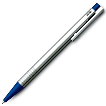 LAMY logo Kugelschreiber 205 – Kuli aus rostfreiem Edelstahl in der Farbe Blau mit integrierter Clip-Drücker-Einheit – Mit Großraummine – Strichbreite M - 2