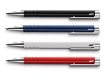 LAMY logo Kugelschreiber 205 – Kuli aus rostfreiem Edelstahl in der Farbe Blau mit integrierter Clip-Drücker-Einheit – Mit Großraummine – Strichbreite M - 3