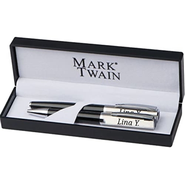 Mark Twain Schreibset aus Kugelschreiber Rollerball mit Gravur Mit Wunschgravur PS102 - 1