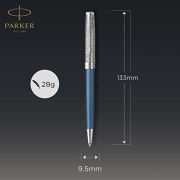 Parker 2119649 Sonnet Kugelschreiber | Premium Metall und Blau satiniert mit Chrom-Finish | mittlere Spitze mit schwarzer Tinte | Geschenkbox - 3