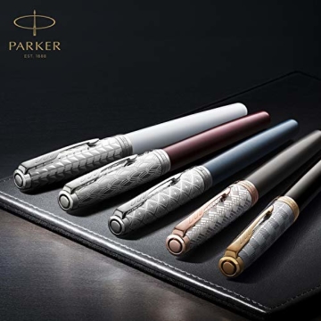 PARKER 2119796 Sonnet Premium Kugelschreiber, Silver Mistral (Silver Sterling), Goldzierteile, Mittlere schwarze Ersatzmine - Geschenkbox - 7
