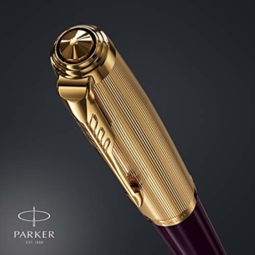 PARKER 2123518 51 Deluxe Kugelschreiber | Pflaume und goldene Attribute | Mittlere Spitze aus 18 Karat Gold | Schwarze Tinte | Lieferung in Etui - 5