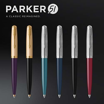 PARKER 2123518 51 Deluxe Kugelschreiber | Pflaume und goldene Attribute | Mittlere Spitze aus 18 Karat Gold | Schwarze Tinte | Lieferung in Etui - 6