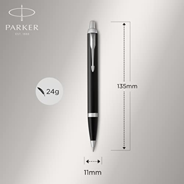 Parker IM Duo-Geschenkset mit Kugelschreiber und Füllfederhalter | Hochglänzend Schwarz mit Chromzierteilen | Nachfüllmine und -patrone mit blauer Tinte | Geschenkbox - 3