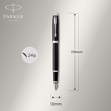 Parker IM Duo-Geschenkset mit Kugelschreiber und Füllfederhalter | Hochglänzend Schwarz mit Chromzierteilen | Nachfüllmine und -patrone mit blauer Tinte | Geschenkbox - 4