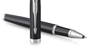 Parker IM Rollerball | Mattschwarz mit Chrom-Zierteilen | feine Spitze mit schwarzer Tinte | Geschenkbox - 1