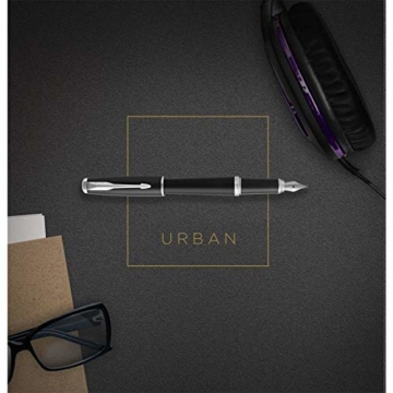 Parker Urban Duo-Geschenkset mit Kugelschreiber und Füllfederhalter, Muted Black mit Goldzierteilen, Nachfüllmine und -Patrone mit blauer Tinte, Geschenkbox - 7