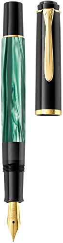 Pelikan 983411 Kolbenfüllhalter Classic M200, vergoldete Edelstahlfeder, B, grün-marmoriert - 4