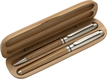 Schreibset/Kugelschreiber und Rollerball aus Holz/Metall im Holz Etui mit individueller Gravur - 1