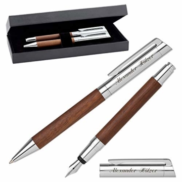 Senator Schreibset TIZIO 6252 Nussbaumholz Kugelschreiber Füller mit persönlicher Gravur und Geschenk-Etui - 2