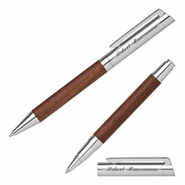 Senator Schreibset TIZIO 6253 Nussbaumholz Kugelschreiber Tintenroller mit persönlicher Gravur und Geschenk-Etui - 1