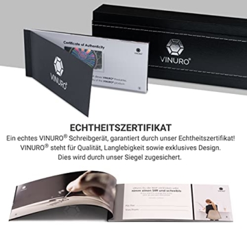 VINURO® Centauri I edler Tintenroller mit blauer Mine I aus Edelstahl in Gunmetal I in edlem Etui I Geschenk für Weihnachten, Bachelor, Geburtstag - 6