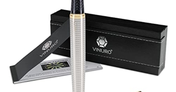 VINURO® Polaris I edler Tintenroller mit blauer Mine I aus Edelstahl I in Gold und Silber I in edlem Etui I Geschenk für Weihnachten, Bachelor - 1