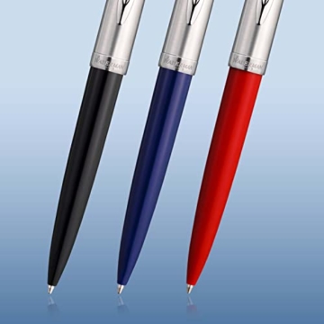 Waterman Emblème Kugelschreiber, rot mit Chromzierteilen, mittlere Schreibspitze, blaue Tinte, Geschenkbox - 3