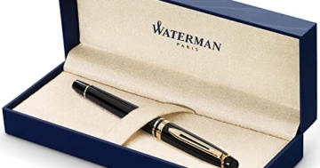 Waterman Expert Füller | Hochglänzend Schwarz mit Zierteile aus 23 K Gold | Füllfederhalter Mittlere Spitze | Geschenkbox - 1