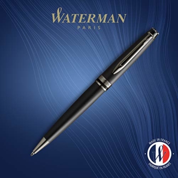Waterman Expert Kugelschreiber | Schwarze Metallic-Lackierung mit Ruthenium-Zierteilen | Mittlere Spitze | Blaue Tinte | In Geschenkbox - 2