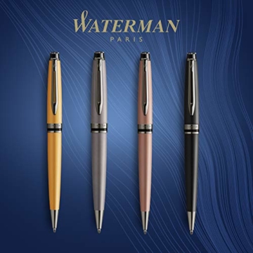 Waterman Expert Kugelschreiber | Schwarze Metallic-Lackierung mit Ruthenium-Zierteilen | Mittlere Spitze | Blaue Tinte | In Geschenkbox - 6