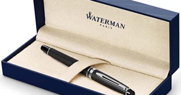 Waterman Expert Tintenroller | Mattschwarz | Chromzierteile| feine Spitze | Schwarz | Geschenkbox - 1