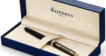 Waterman Hémisphère Füller | Hochglänzend Schwarz mit Zierteile aus 23 K Gold | Füller Mittlere Spitze | Geschenkbox - 1