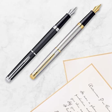 Waterman Hémisphère Füller | Hochglänzend Schwarz mit Zierteile aus 23 K Gold | Füller Mittlere Spitze | Geschenkbox - 6