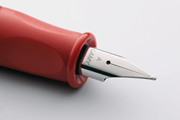 LAMY abc Füllhalter 010 – Füller aus Ahornholz und Kunststoff in der Farbe Rot – Stahlfeder, poliert – Federstärke LH - 3