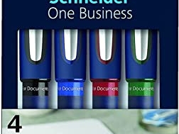Schneider 183094 One Business Tintenroller (dokumentenecht, Strichstärke 0,6 mm, Made in Germany) 4er Pack (schwarz, blau, rot, grün) - 1